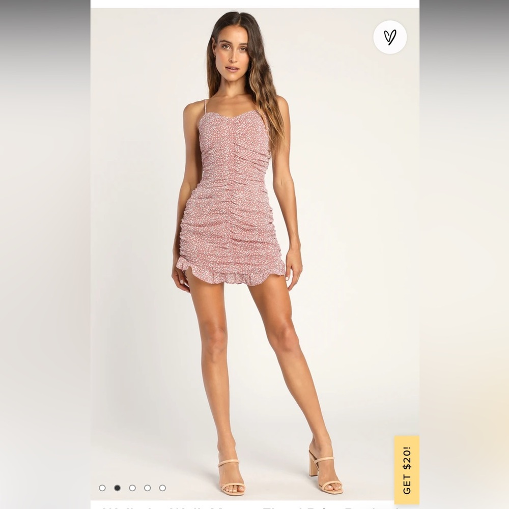 NWT Floral ruched mauve dress
